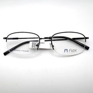 M-Flex MF509 Half Semi Eyeglass Frame Metal Lightweight Titanium Black 54-19-145
